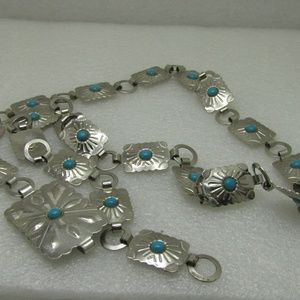 Vintage Southwestern Concho Belt, Faux Turquoise,